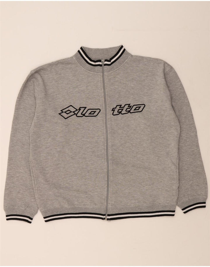 LOTTO Mens Graphic Tracksuit Top Jacket XL Grey Polyester Vintage Lotto and Second-Hand Lotto from Messina Hembry 