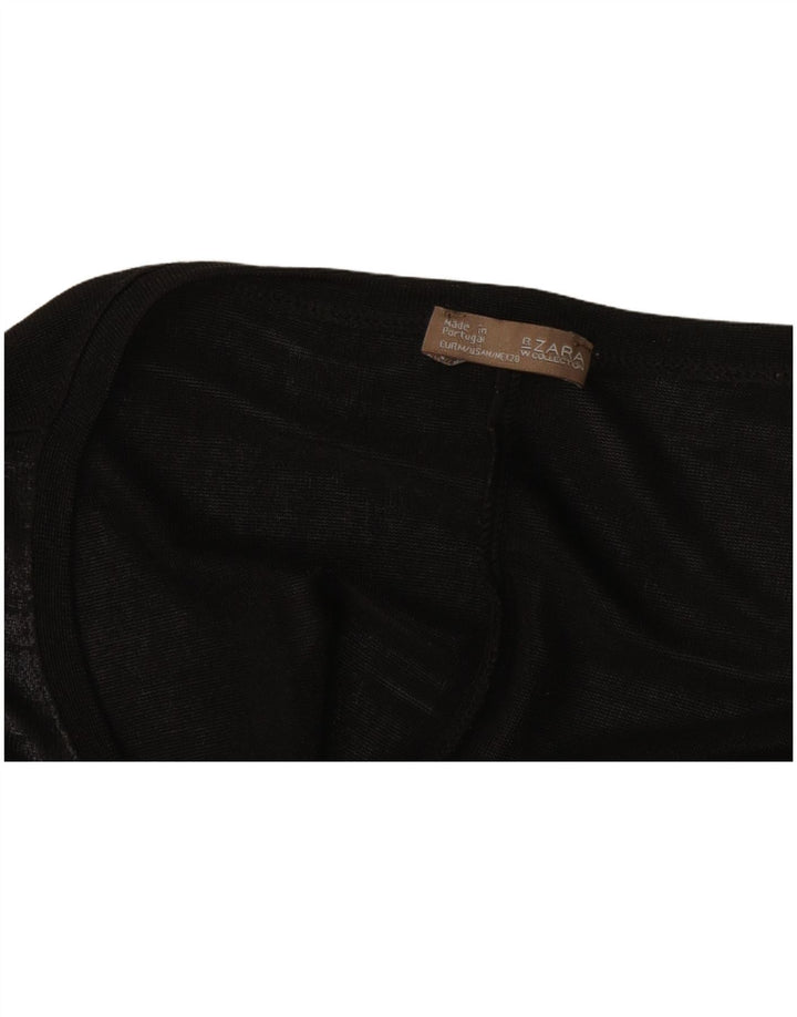 Zara Damen Loose Fit Top Langarm UK 14 Medium Schwarz Geometrisch