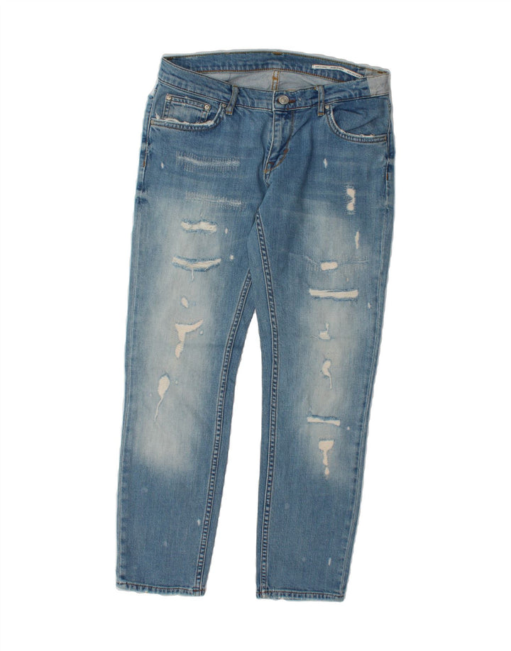 ZARA Womens Distressed Slim Jeans EU 36 XS W26 L27 Blue Vintage Zara and Second-Hand Zara from Messina Hembry 