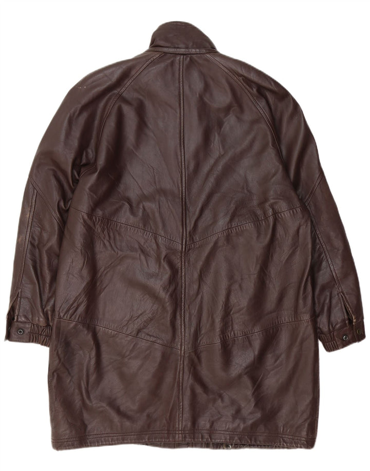 VINTAGE Damen Übergroßer Ledermantel EU 40 Mittelbraunes Leder