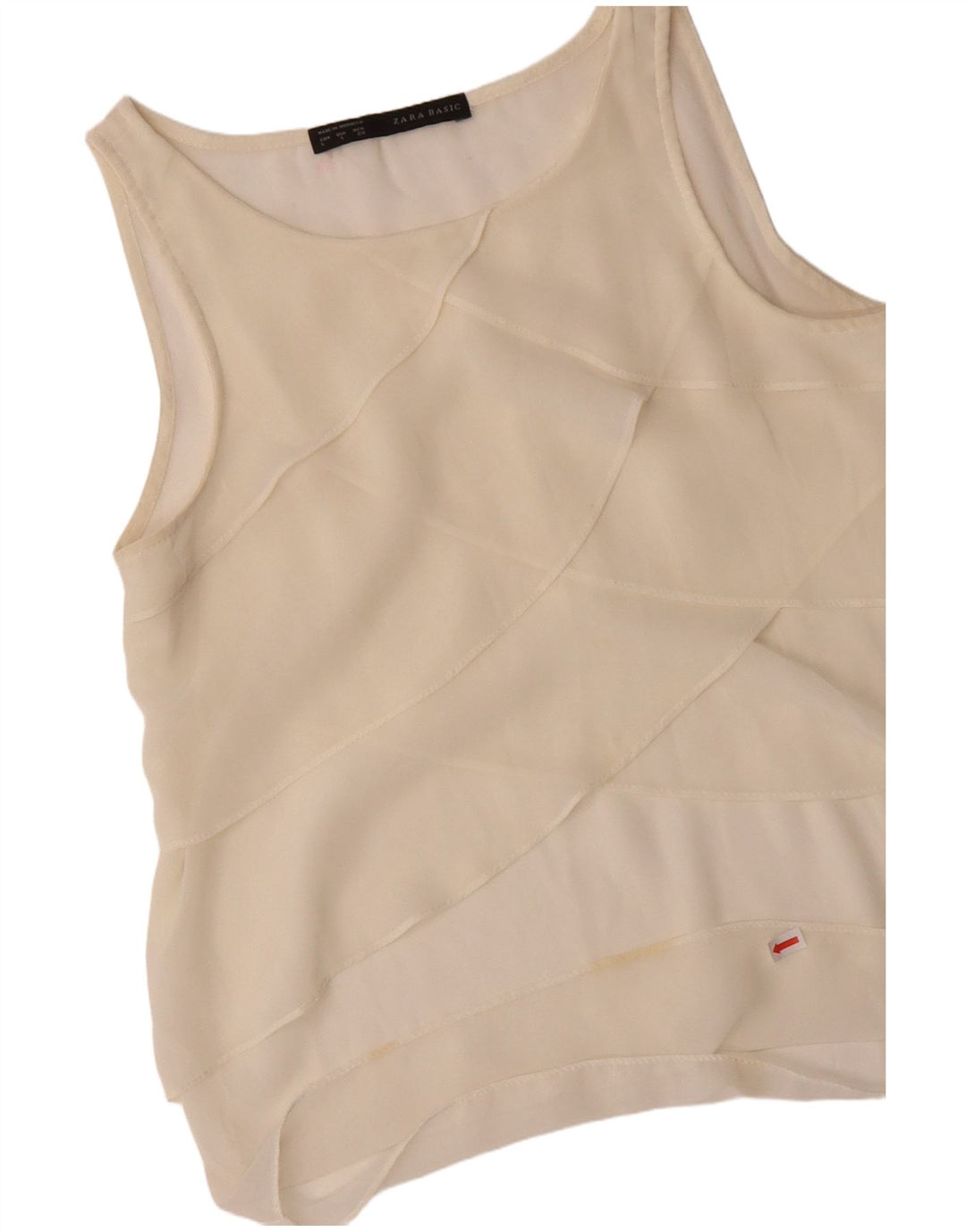 Ärmelloses Blusenoberteil für Damen von ZARA, Gr. 40, Größe S, gebrochenes Weiß