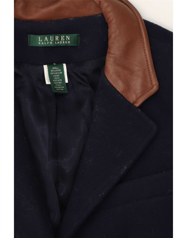Ralph Lauren Damenmantel US 6 Medium Navy Blue Colourblock Wolle