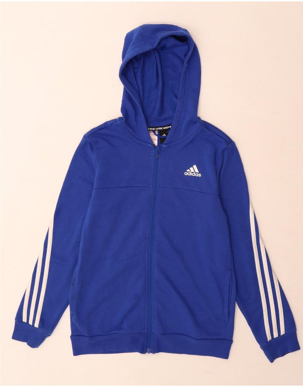 Adidas Jungen-Kapuzenpullover mit Reißverschluss, 9–10 Jahre, blaue Baumwolle