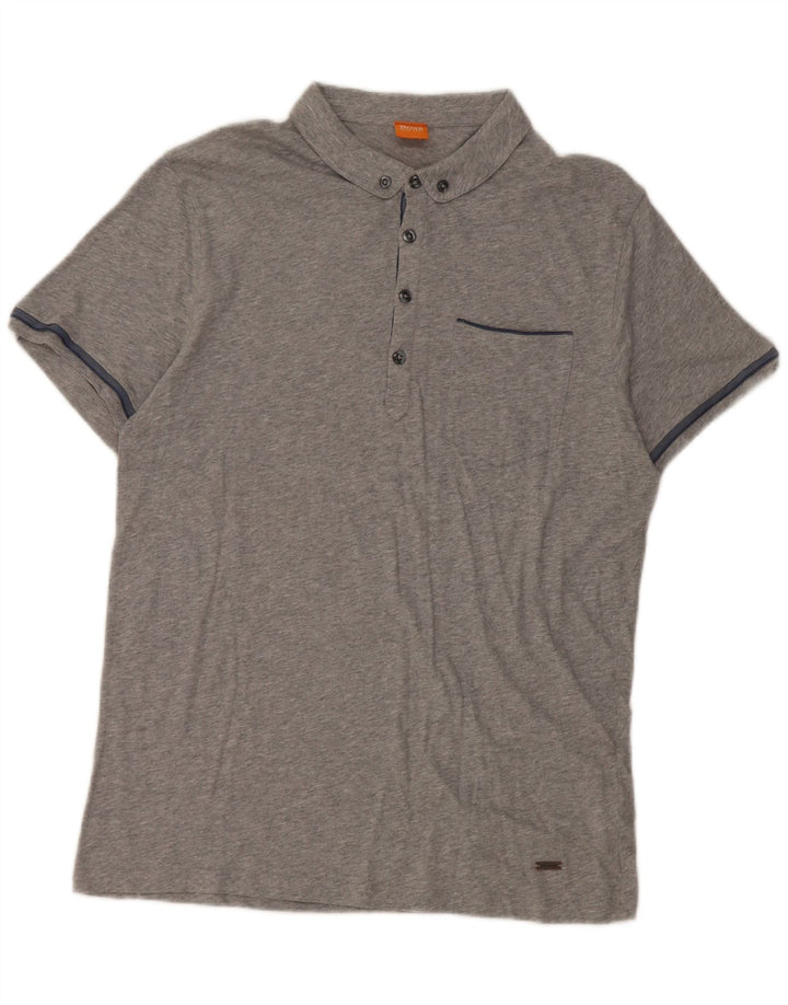 Hugo Boss Herren-Poloshirt, große graue Baumwolle