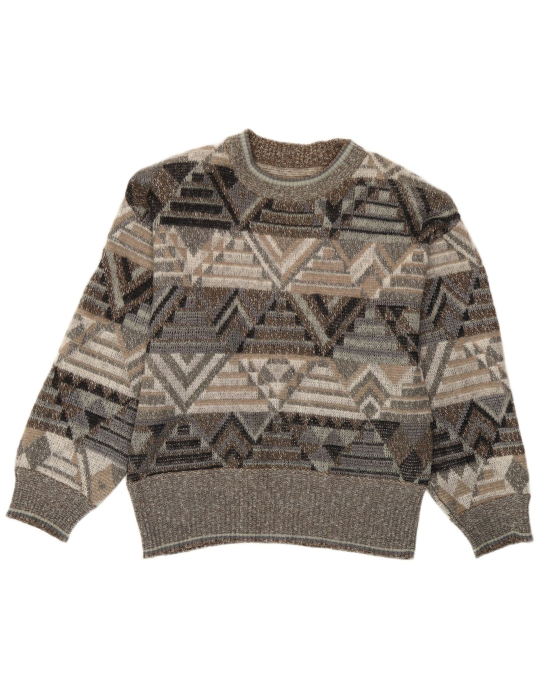 Bogner Herren-Pullover mit Rundhalsausschnitt, klein, grau, geometrisches Acryl