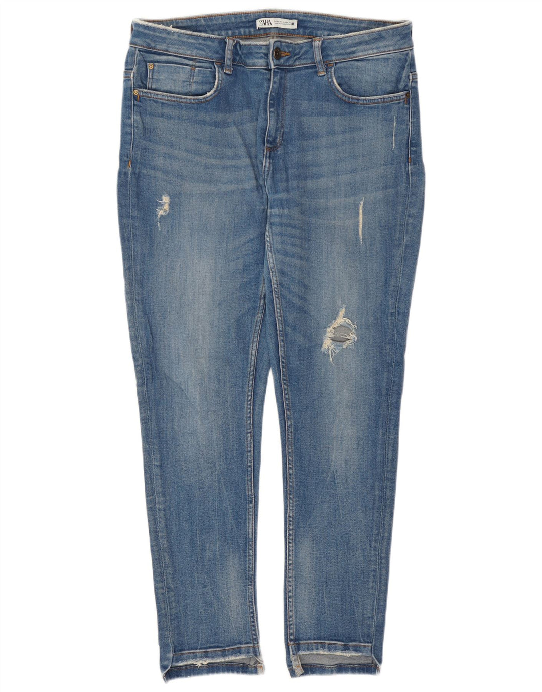 Zara Damen Distressed Slim Jeans EU 44 XL W34 L27 Blau