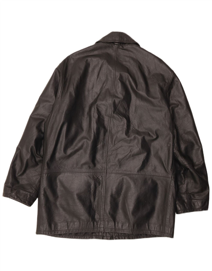 VINTAGE Herren Lederjacke IT 50 Großes schwarzes Leder
