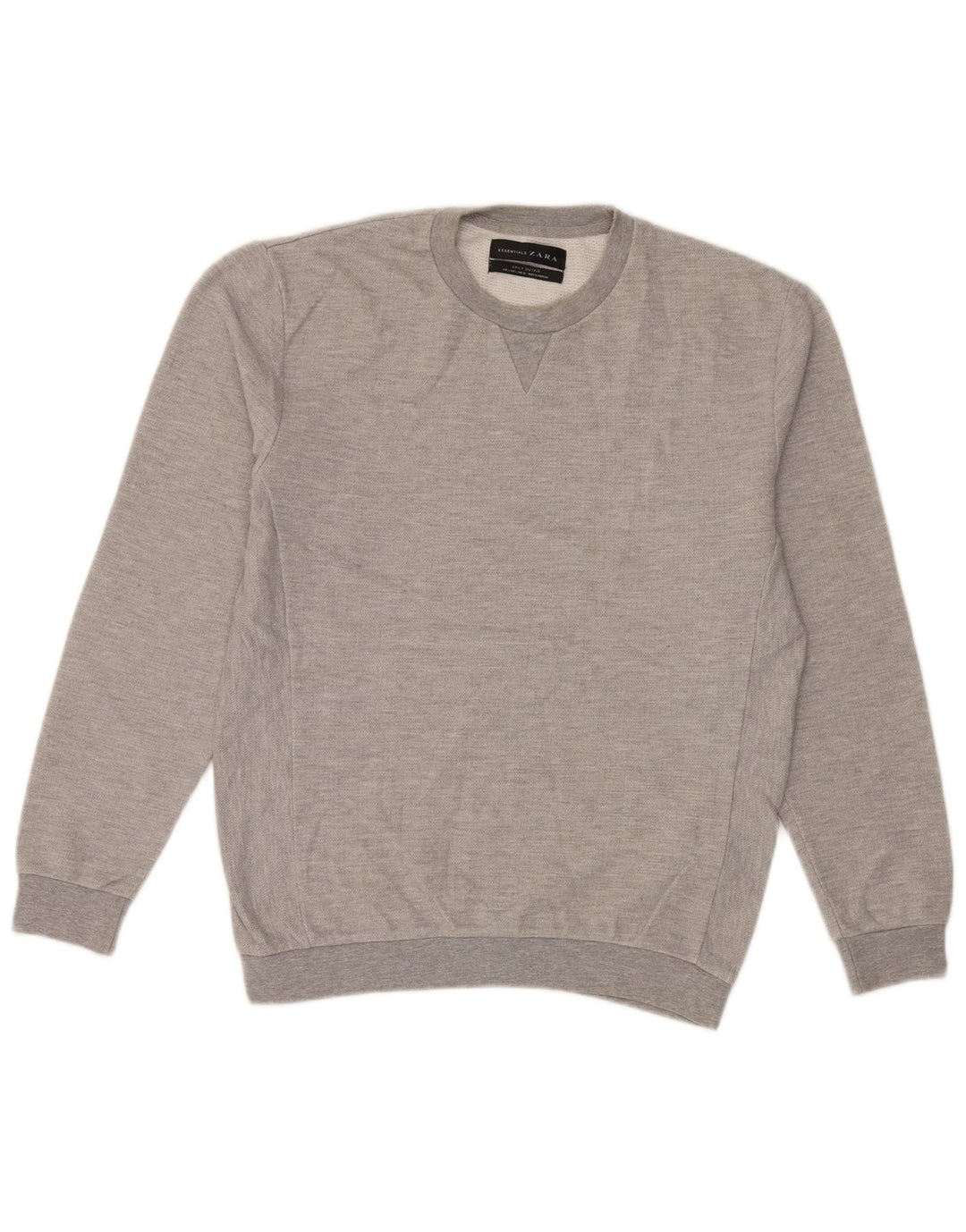 Zara Herren-Sweatshirt-Pullover, große graue Baumwolle
