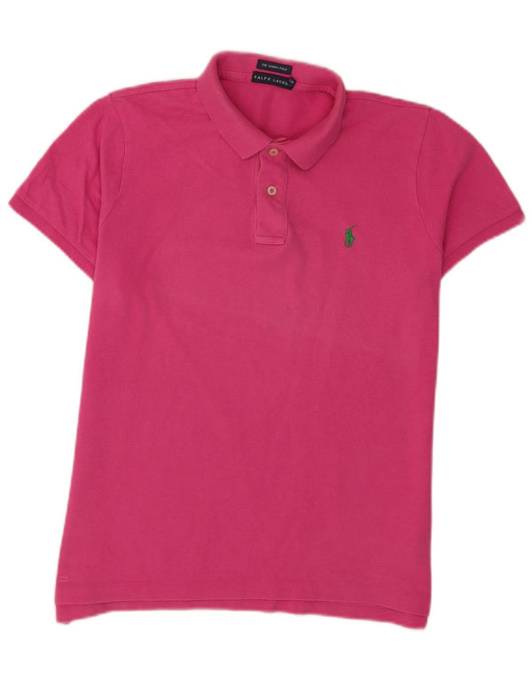 Ralph Lauren Damen Skinny Poloshirt UK 16 Large Rosa Baumwolle