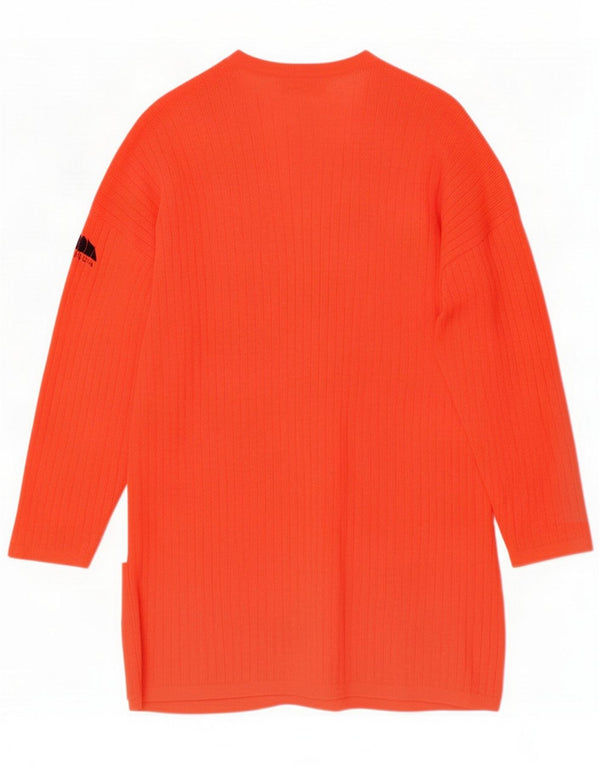 Poi By Krizia Damen Longline Cardigan Pullover UK 14 Large Orange