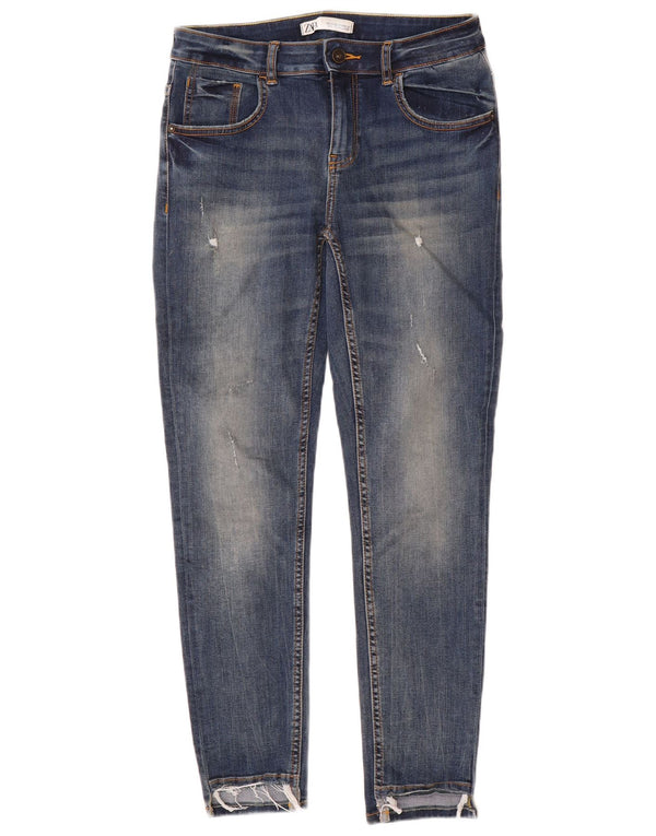 Zara Damen Distressed Skinny Jeans EU 40 Medium W30 L28 Blau
