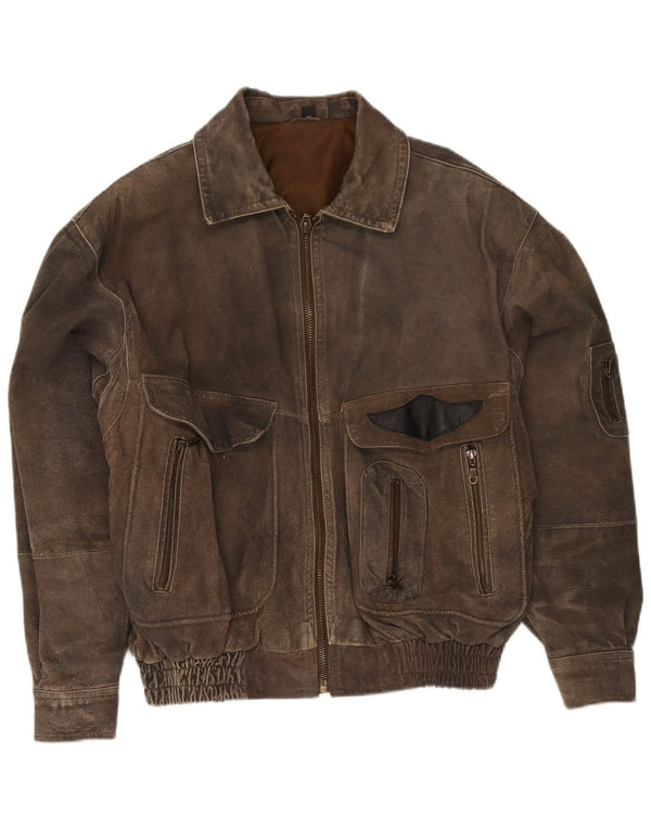 Front Line Herren Lederjacke IT 48 Medium Khaki
