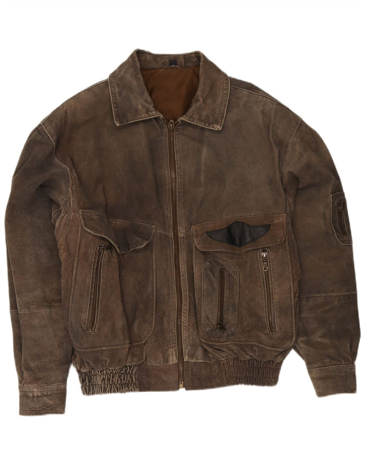 Front Line Herren Lederjacke IT 48 Medium Khaki