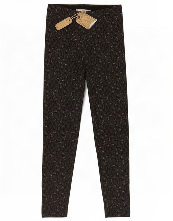 Fat Face Womens Leggings UK 10 Small Black Animal Print Baumwolle