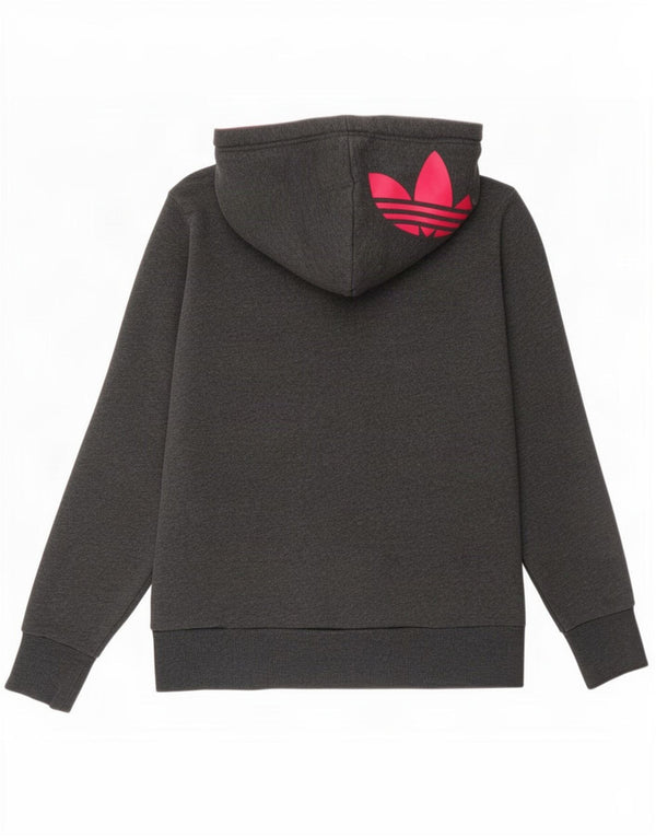 Adidas Damen Graphic Hoodie Pullover UK 12 Mittelgraue Baumwolle