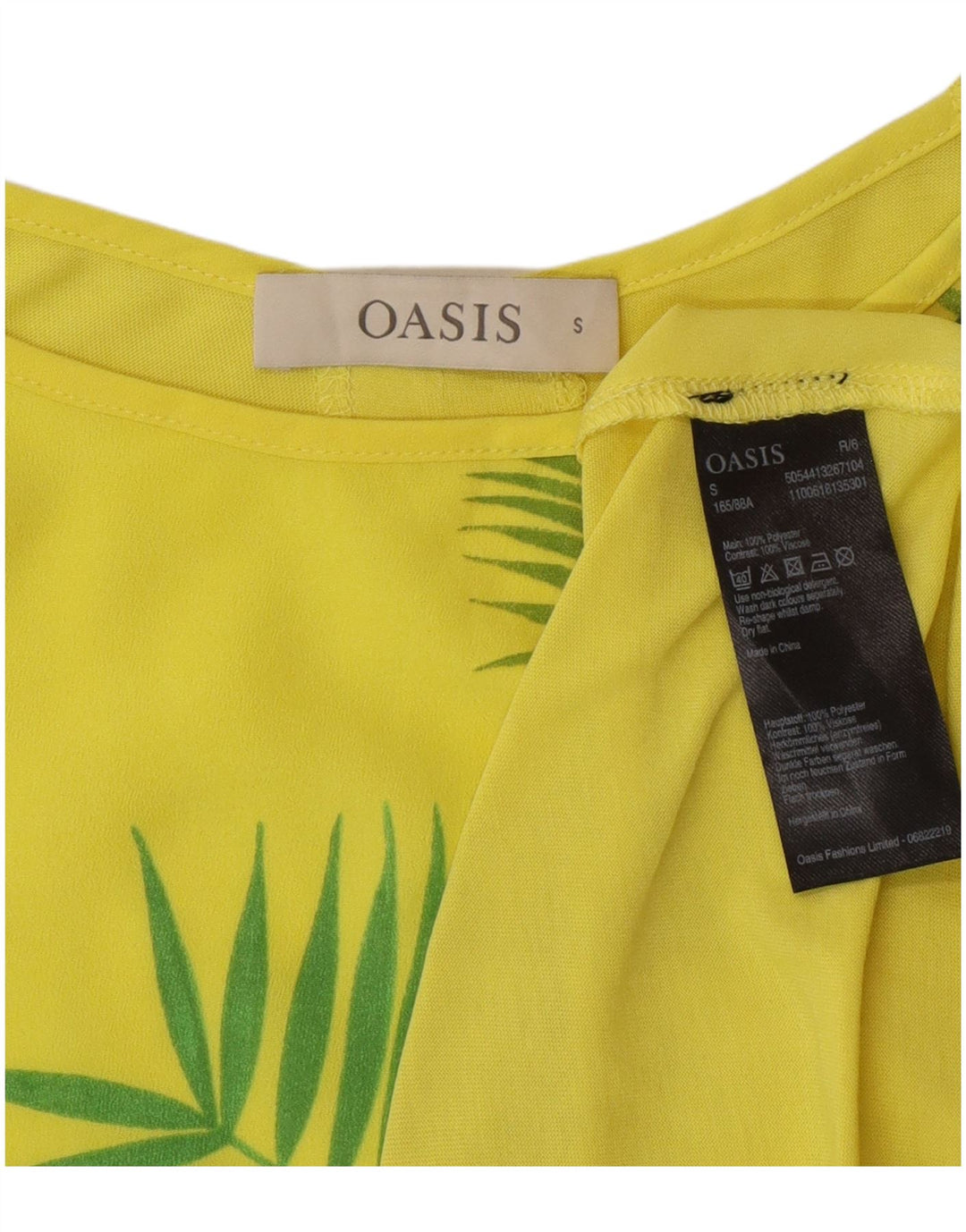 Oasis Damen Tunika-Oberteil UK 10 Small Gelbes Blumenmuster aus Polyester