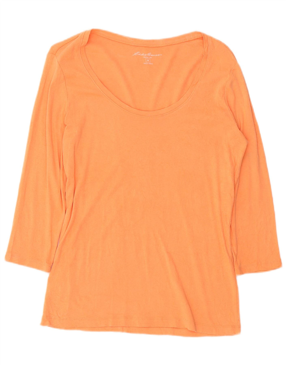 Eddie Bauer Damen Top 3/4 Ärmel UK 12 Mittelorange Baumwolle