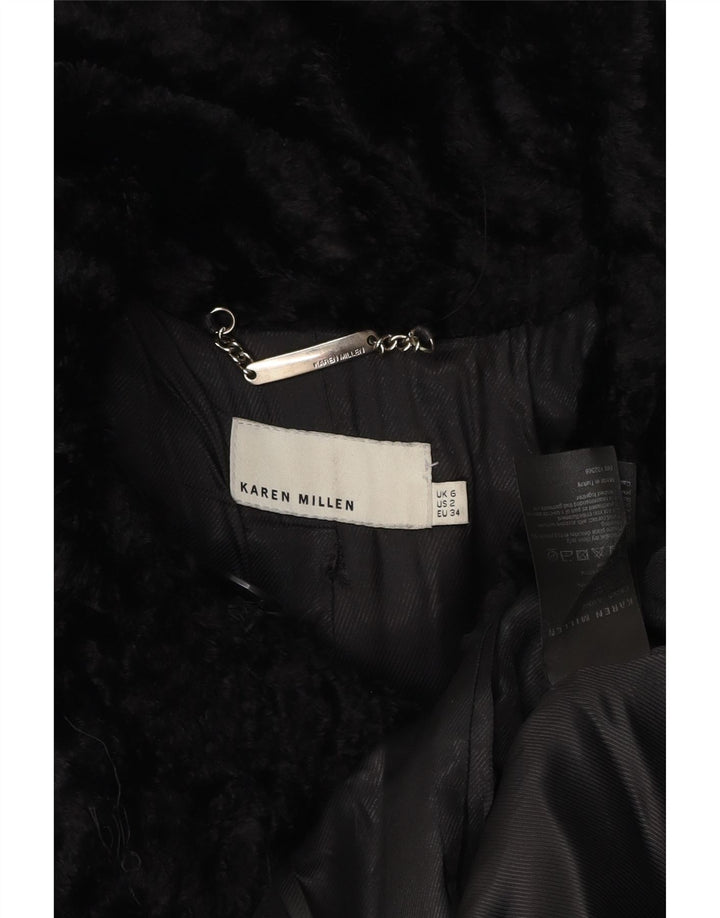 KAREN MILLEN Damen Trenchcoat UK 6 XS Schwarze Wolle