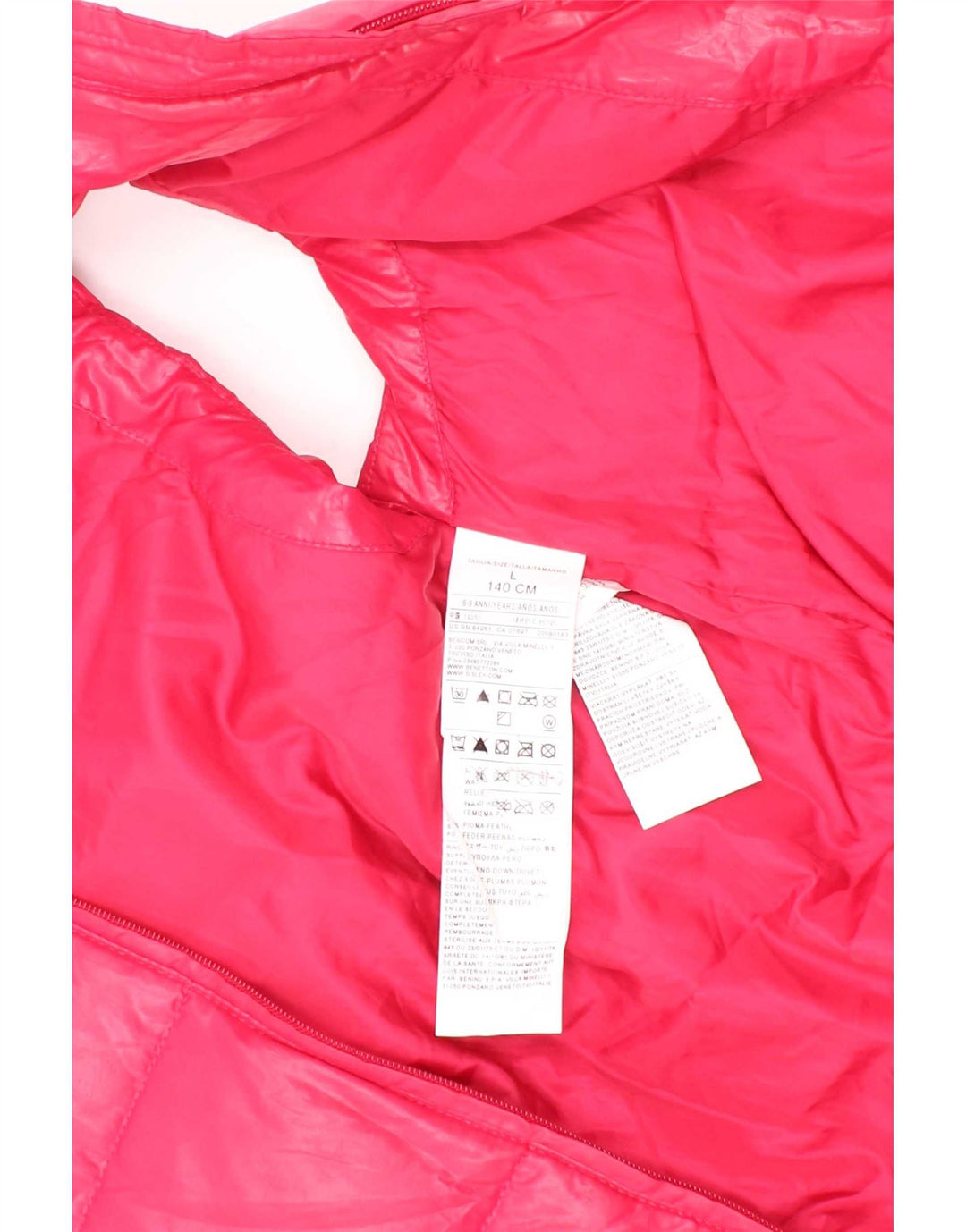 Benetton Wattierte Weste für Mädchen, 8–9 Jahre, groß, rosa, Polyester