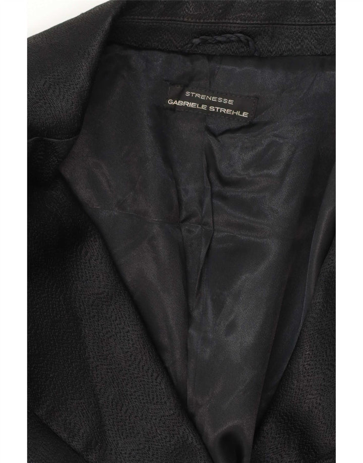 Strenesse Gabriele Strehle Zweireihiger Damenmantel UK 14 Medium Schwarz