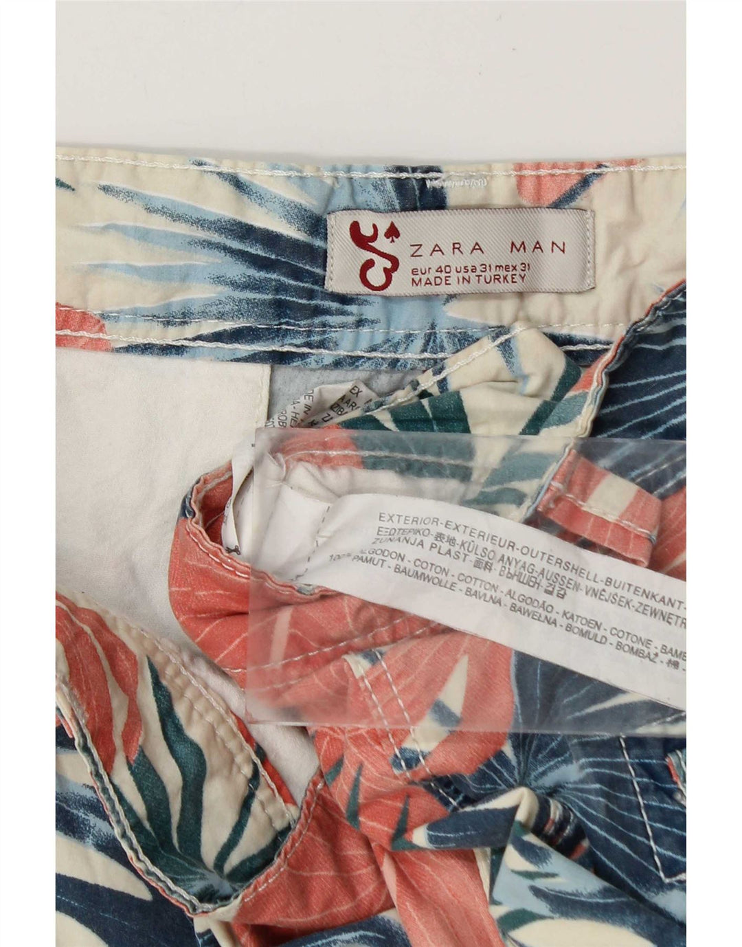 Zara Herren-Cargo-Shorts, EU 40, mittelgroß, W31, mehrfarbige Blumen-Baumwolle