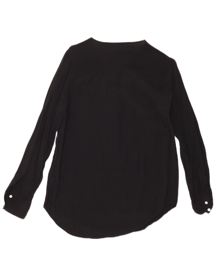 J. CREW Damen Langarm-Blusenoberteil UK 10 Small Schwarze Viskose