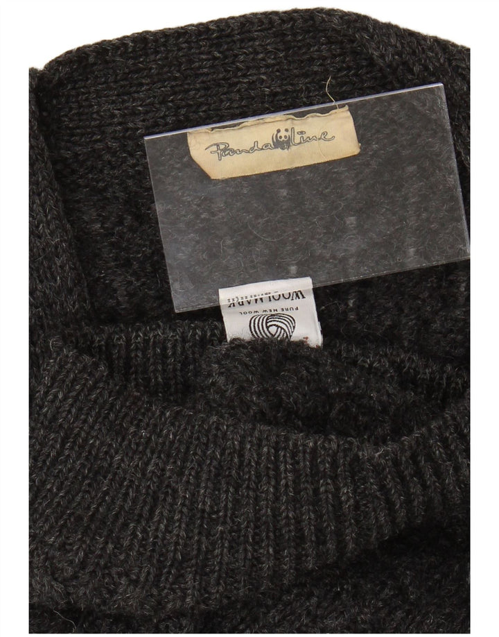 VINTAGE Herren Strickjacke Mittelgraue Schurwolle