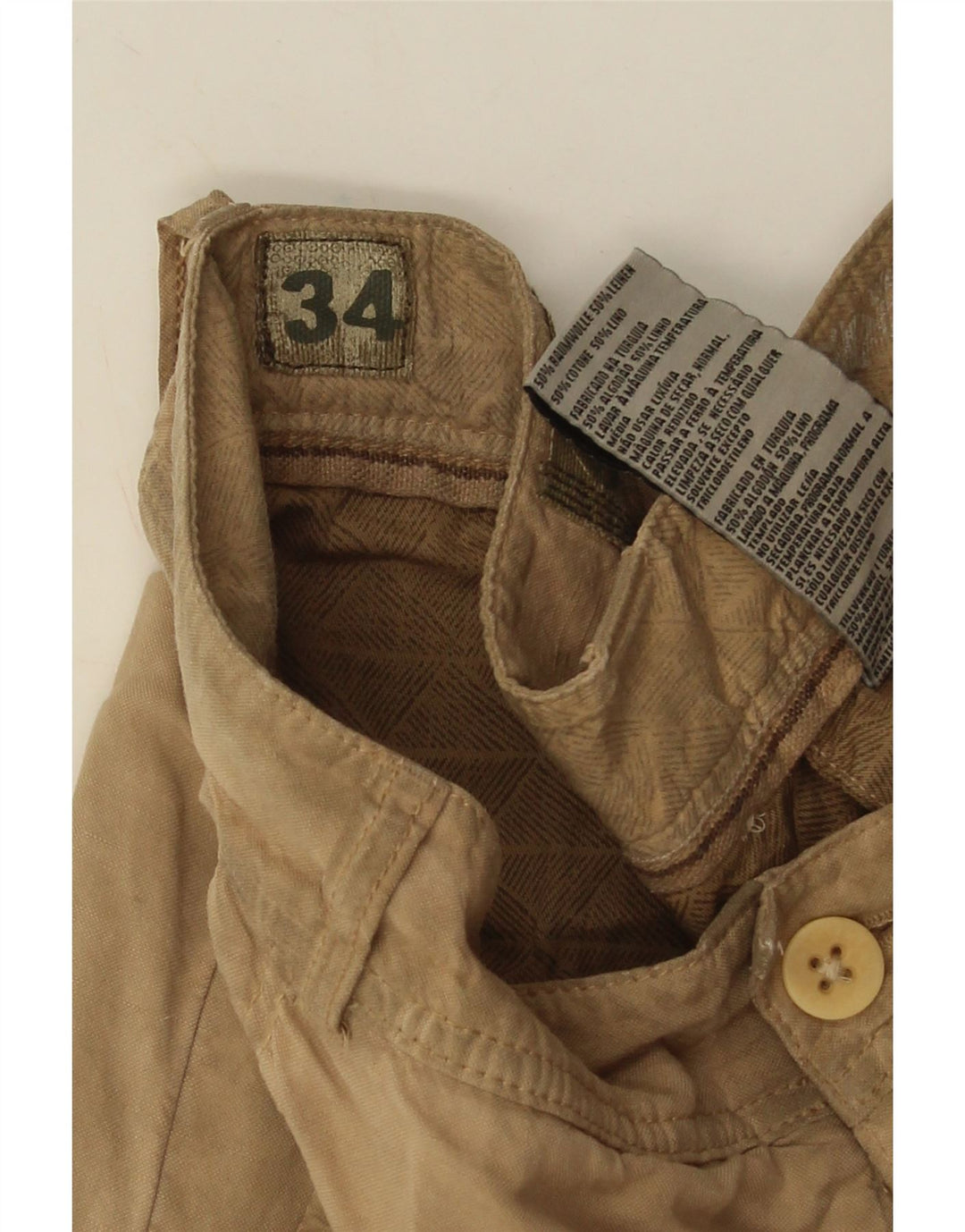 Timberland Herren Cargoshorts W34 Large Beige Baumwolle