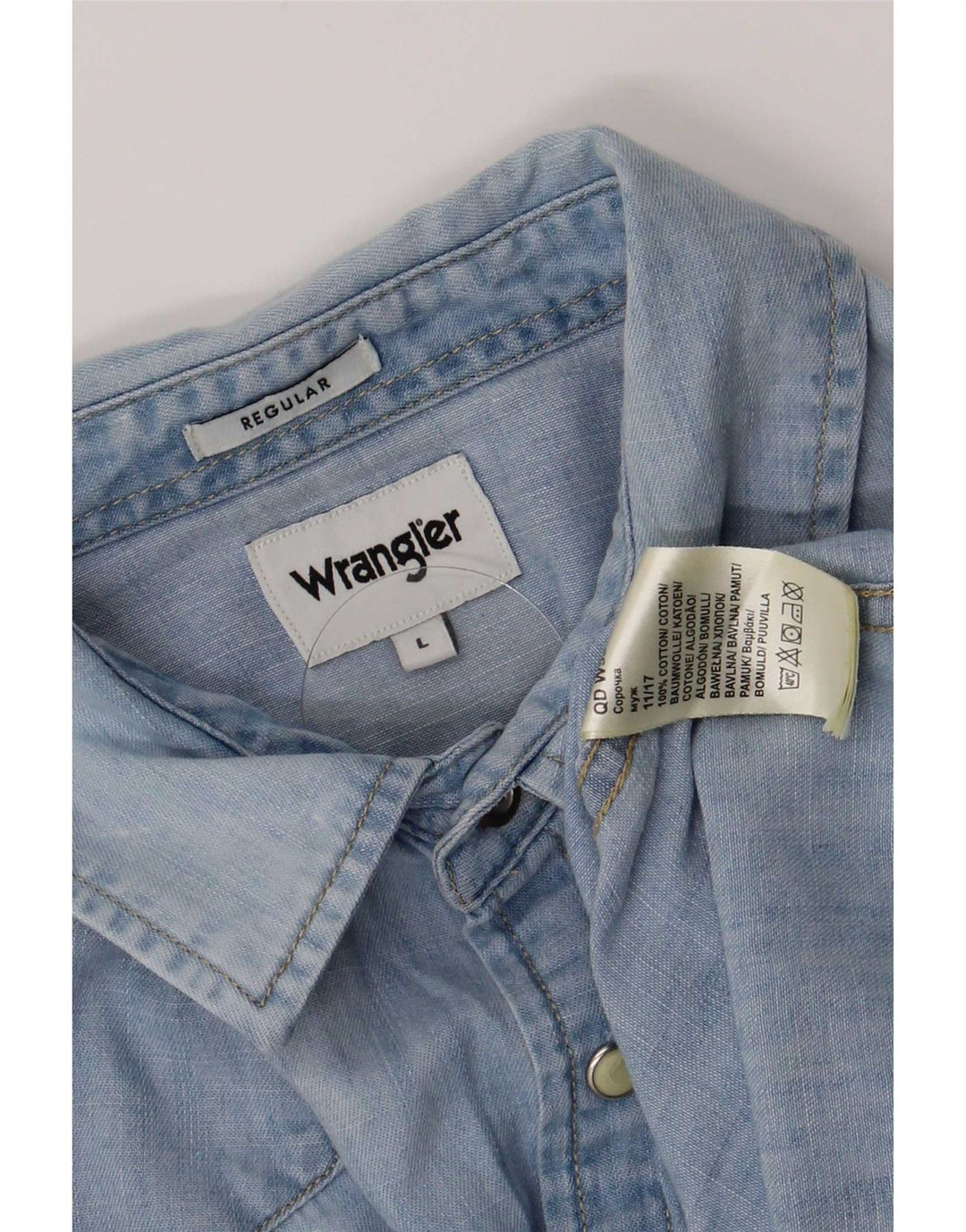 Wrangler Herren-Jeanshemd mit normaler Passform, große blaue Baumwolle
