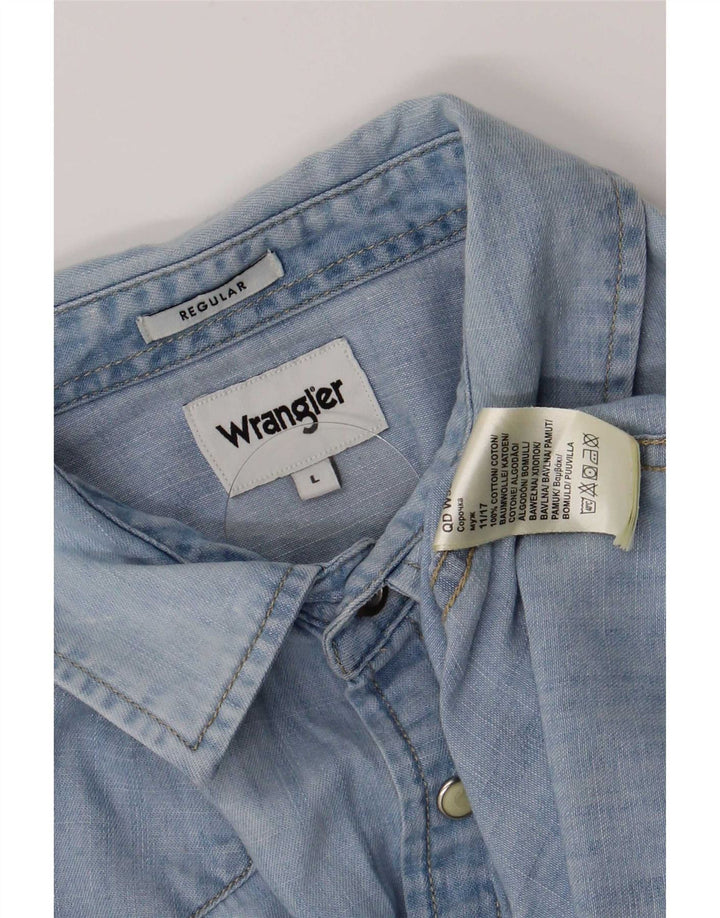 Wrangler Herren-Jeanshemd mit normaler Passform, große blaue Baumwolle