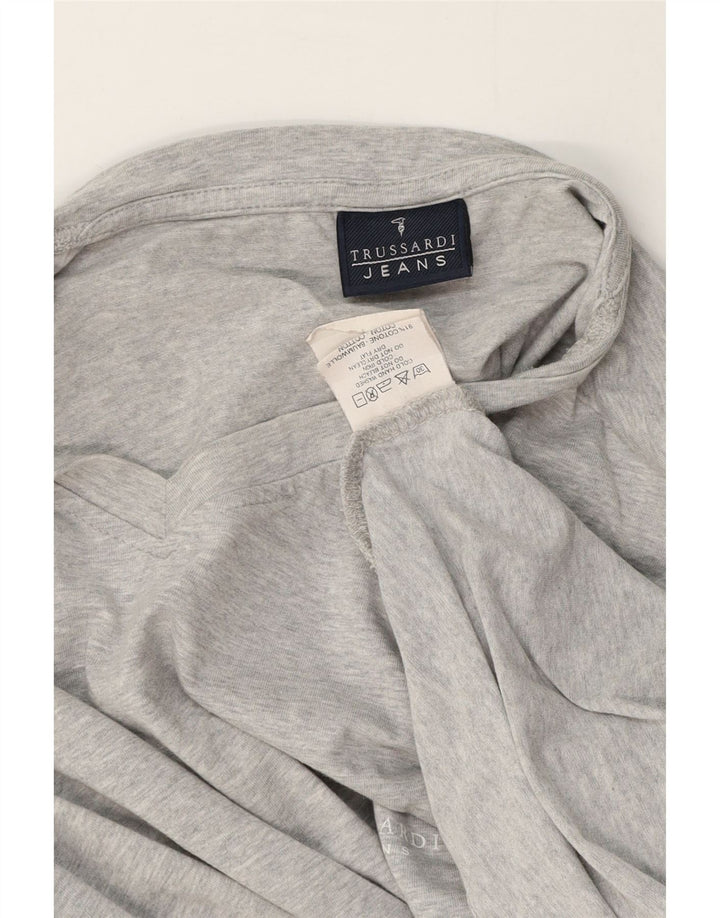 Trussardi Jeans Herren-Oberteil, langärmelig, mittelgrau gesprenkelte Baumwolle