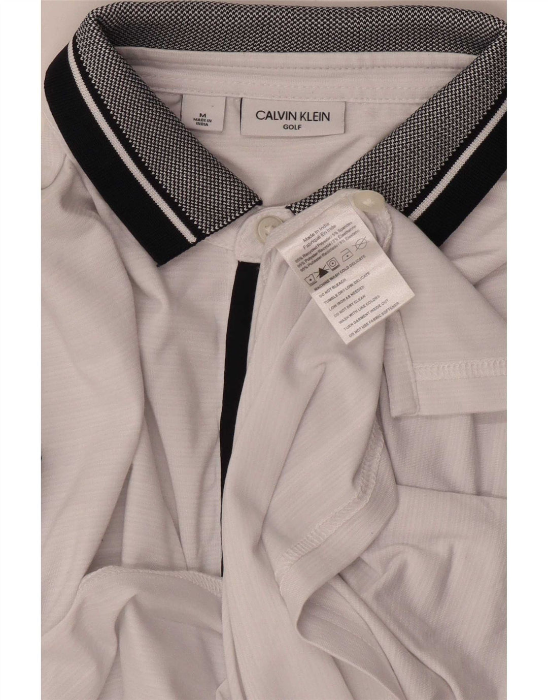 Calvin Klein Herren-Golf-Poloshirt, mittelweißes Farbblock-Polyester