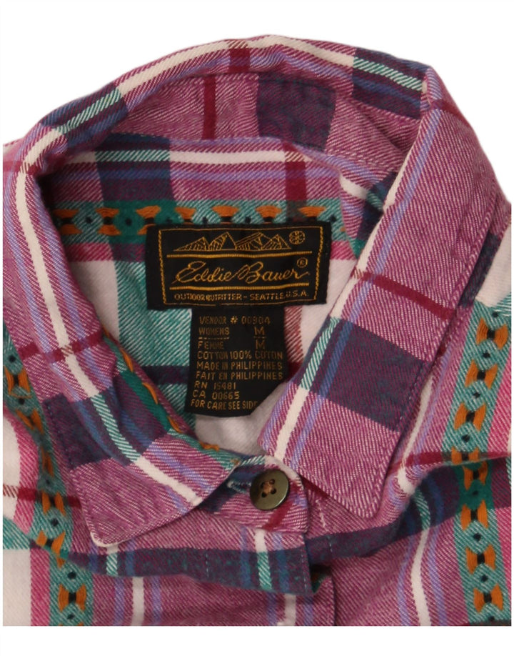 Eddie Bauer Damen-Oversize-Flanellhemd, UK 14, mittelviolette Karo-Baumwolle