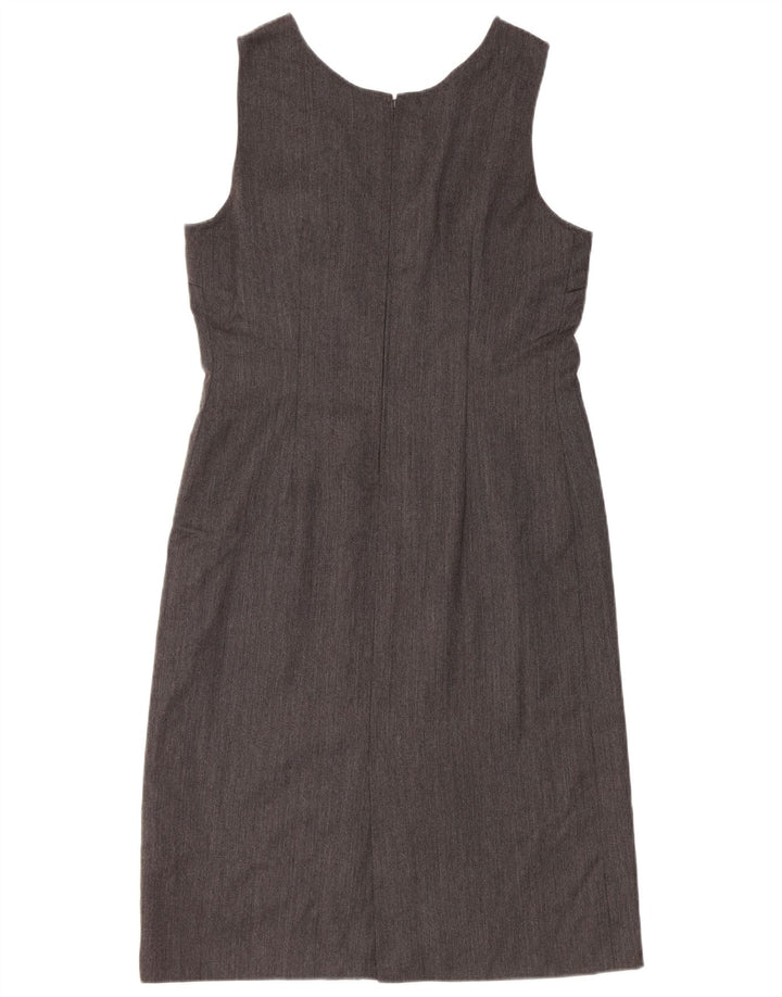 Vintage Damen Ärmelloses Etuikleid UK 12 Mittelgrau