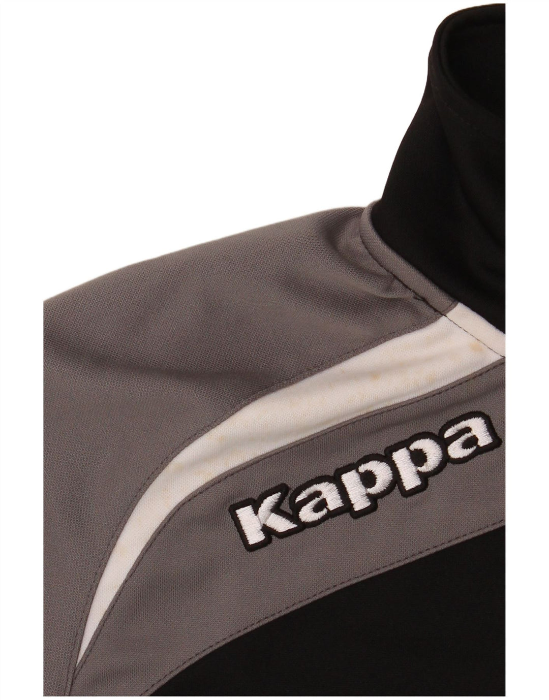 KAPPA Herren-Sweatshirt mit grafischem Reißverschluss am Hals, Größe S, Schwarz, Farbblock