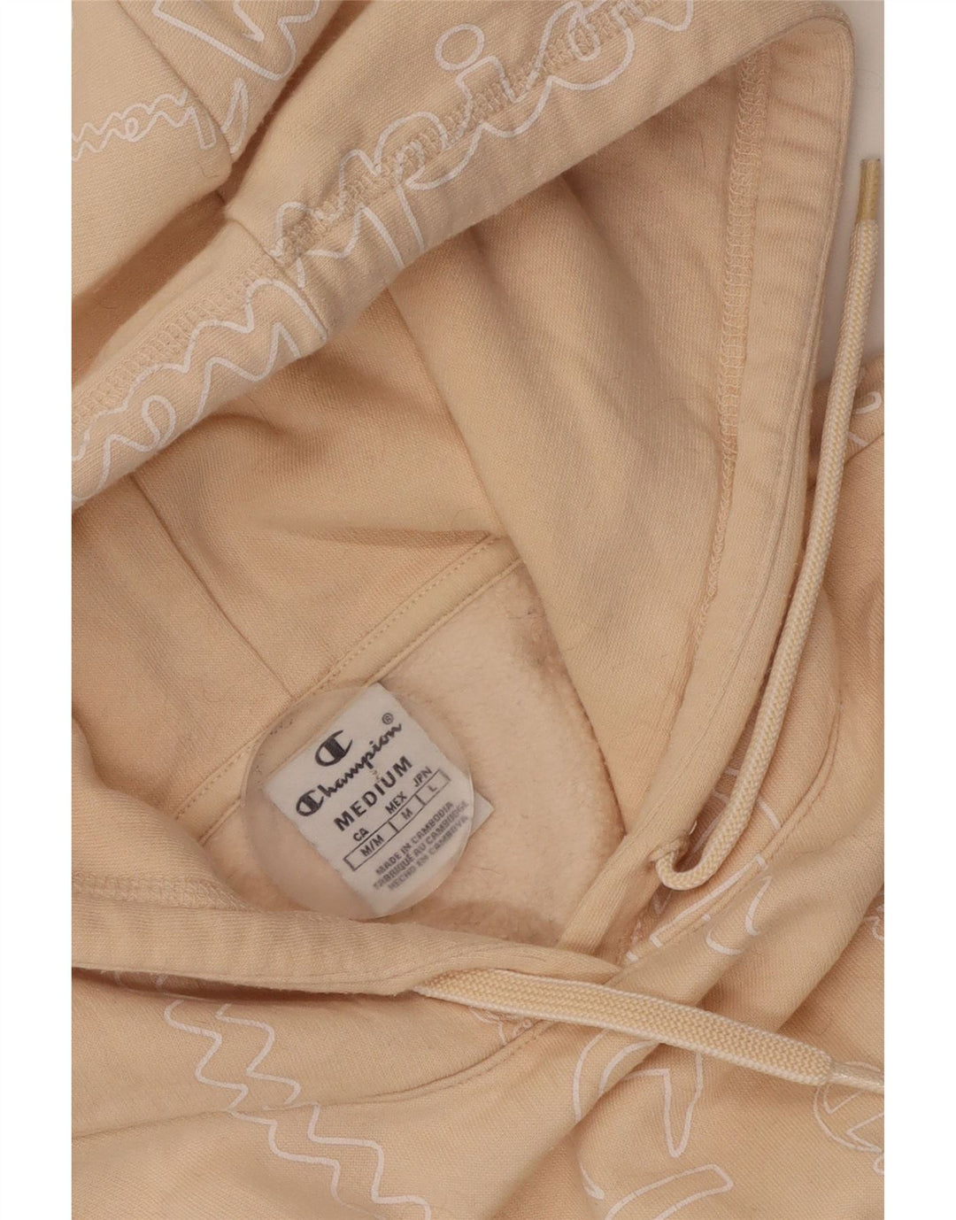 Champion Damen Graphic Hoodie Pullover UK 12 Mittelbeige