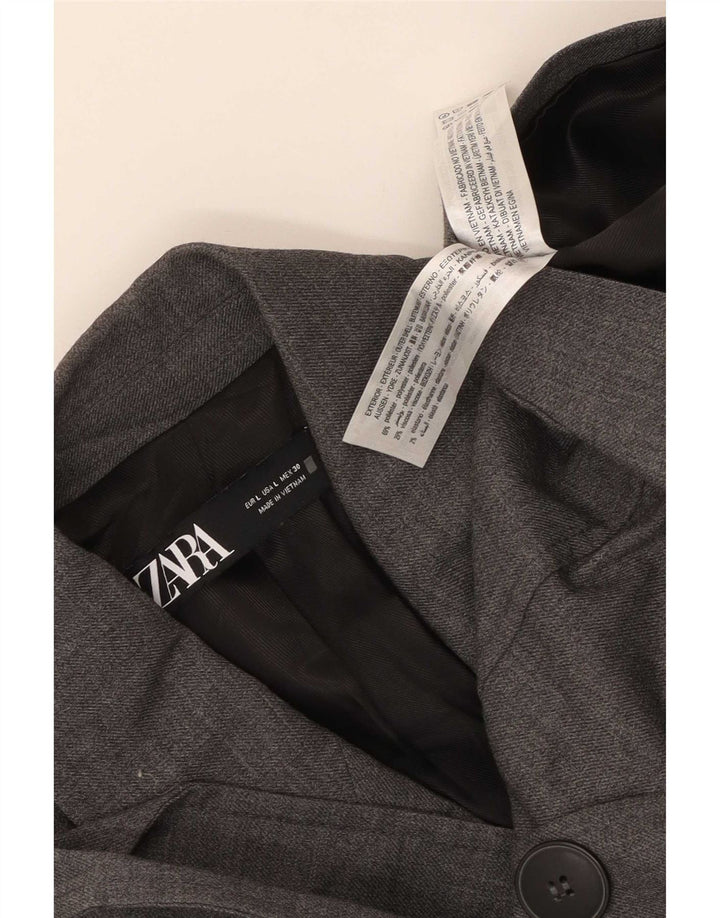 Zweireihiger Blazer für Damen von Zara, Gr. 44, Größe L, Grau, Polyester