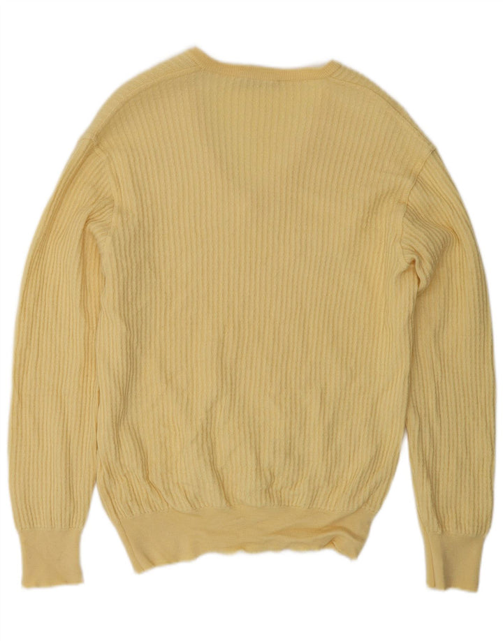 Vintage Herren V-Ausschnitt Pullover Pullover mittelgelbe Wolle