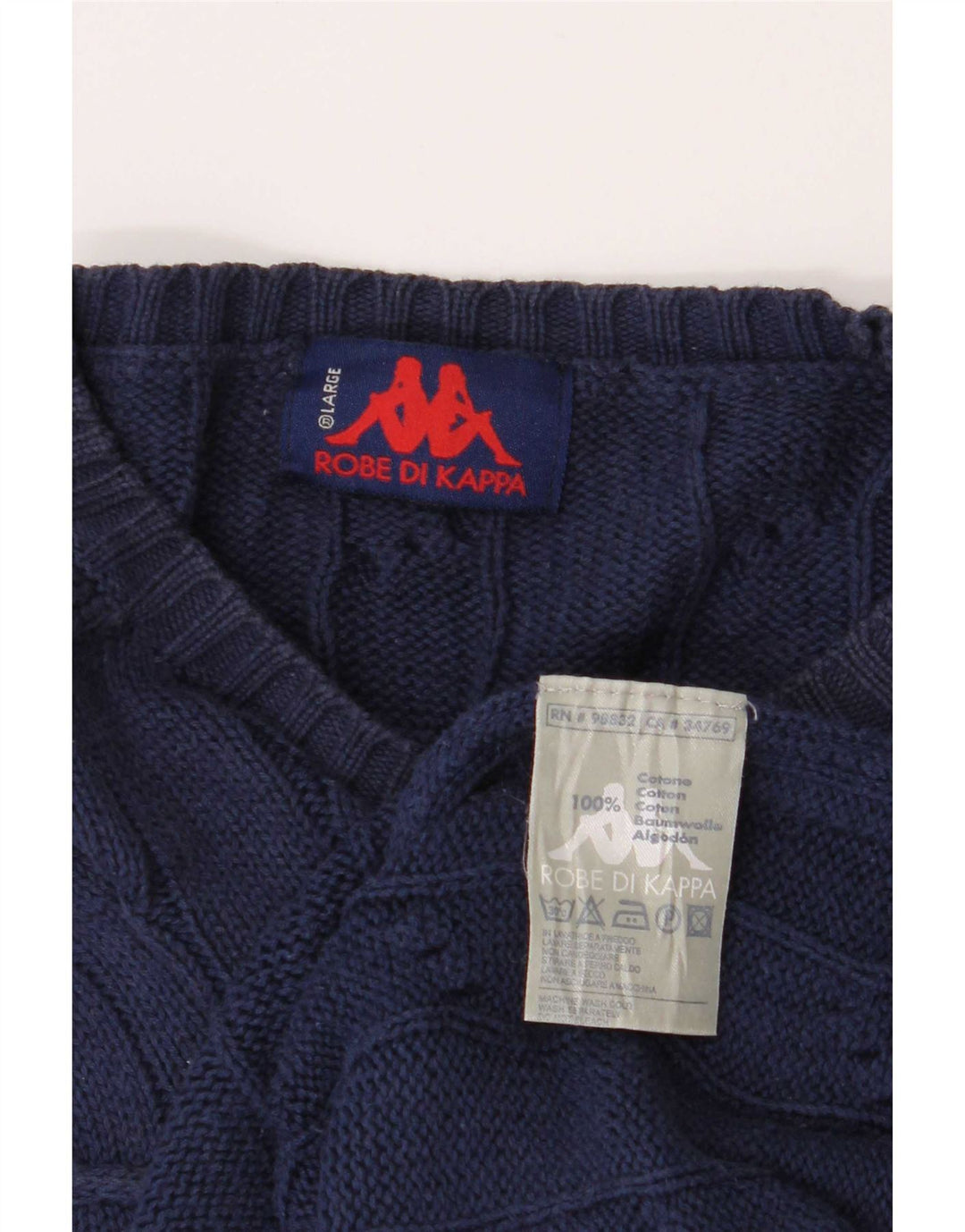 Kappa Herren-Pullover mit U-Boot-Ausschnitt, groß, marineblaue Baumwolle