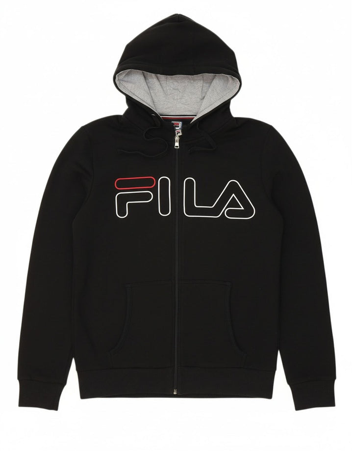 FILA Mens Graphic Zip Hoodie Sweater Small Black Cotton