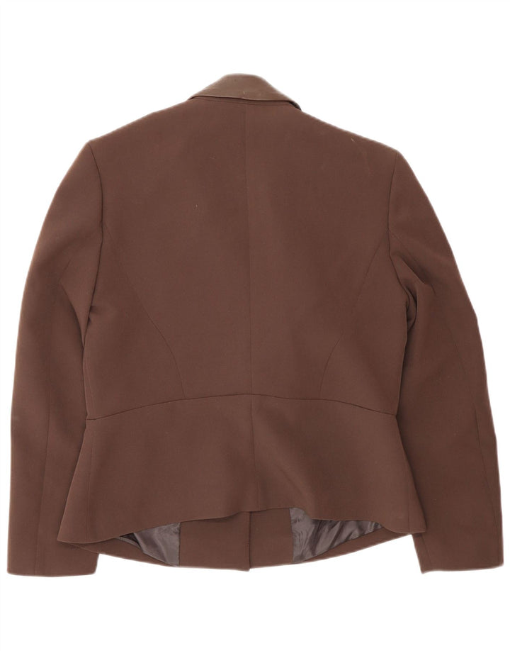 Vintage Damen Blazer Jacke IT 46 Großes braunes Farbblock-Polyester