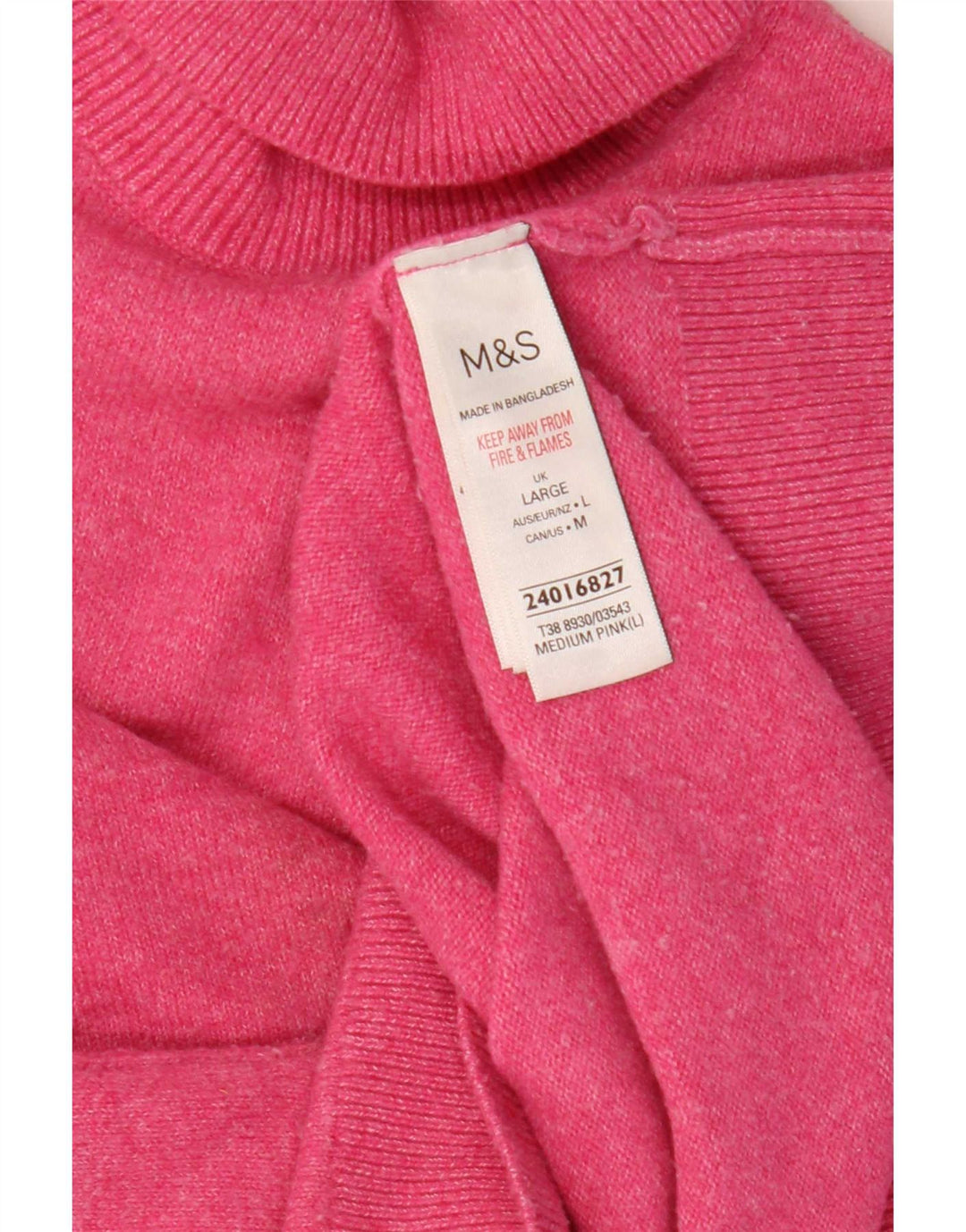 Marks & Spencer Damen-Pullover mit Rollkragen, übergroß, Gr. 16, Rosa