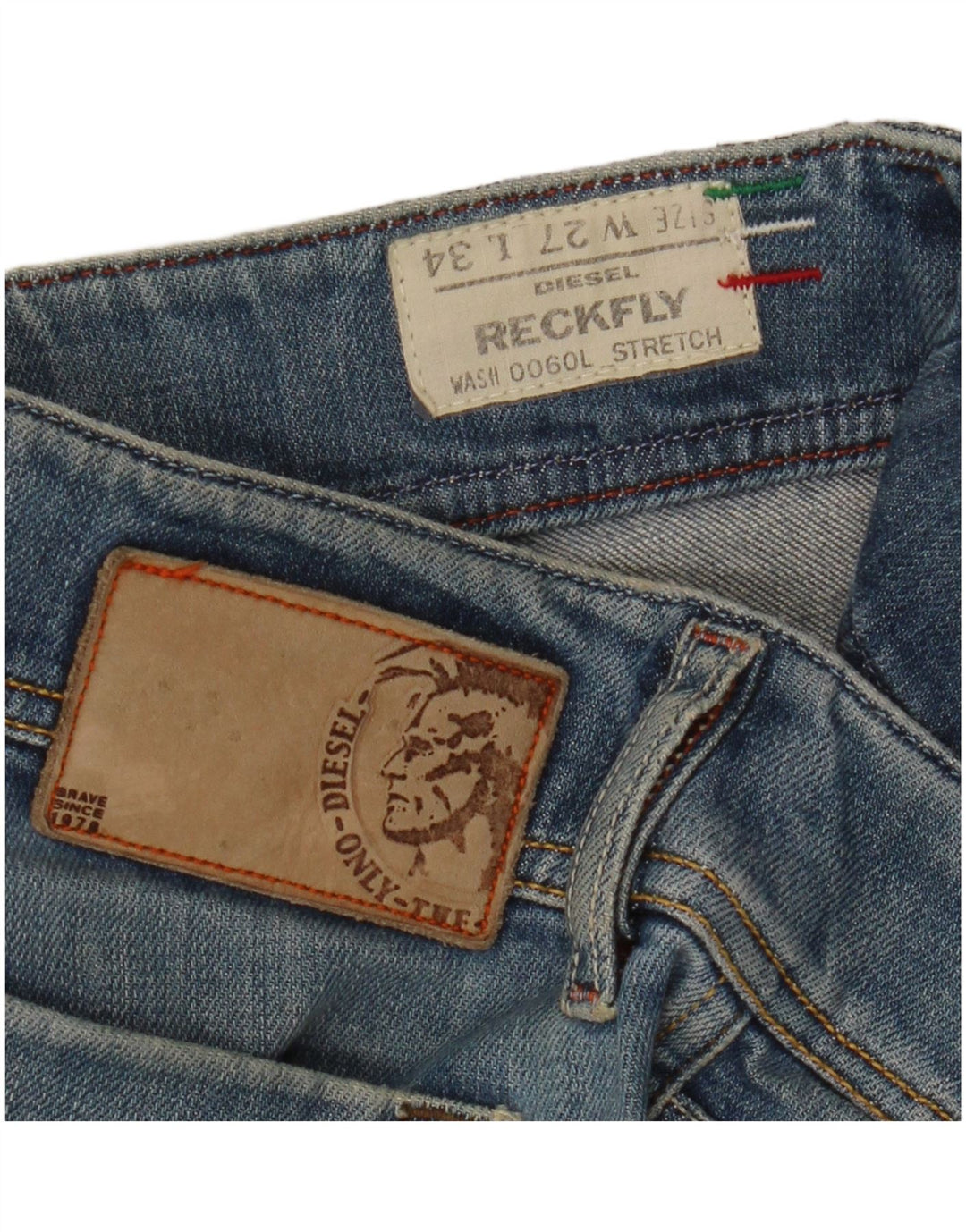 DIESEL Damen Reckfly Straight Jeans W27 L34 Blaue Baumwolle