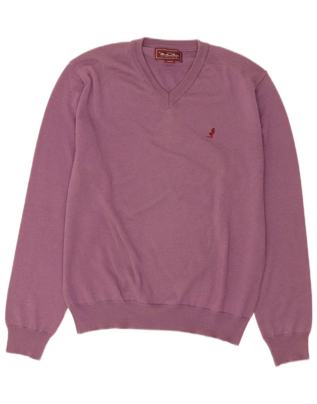 Marlboro Classics Damen-Pullover mit V-Ausschnitt, UK 16, Größe L, violette Wolle