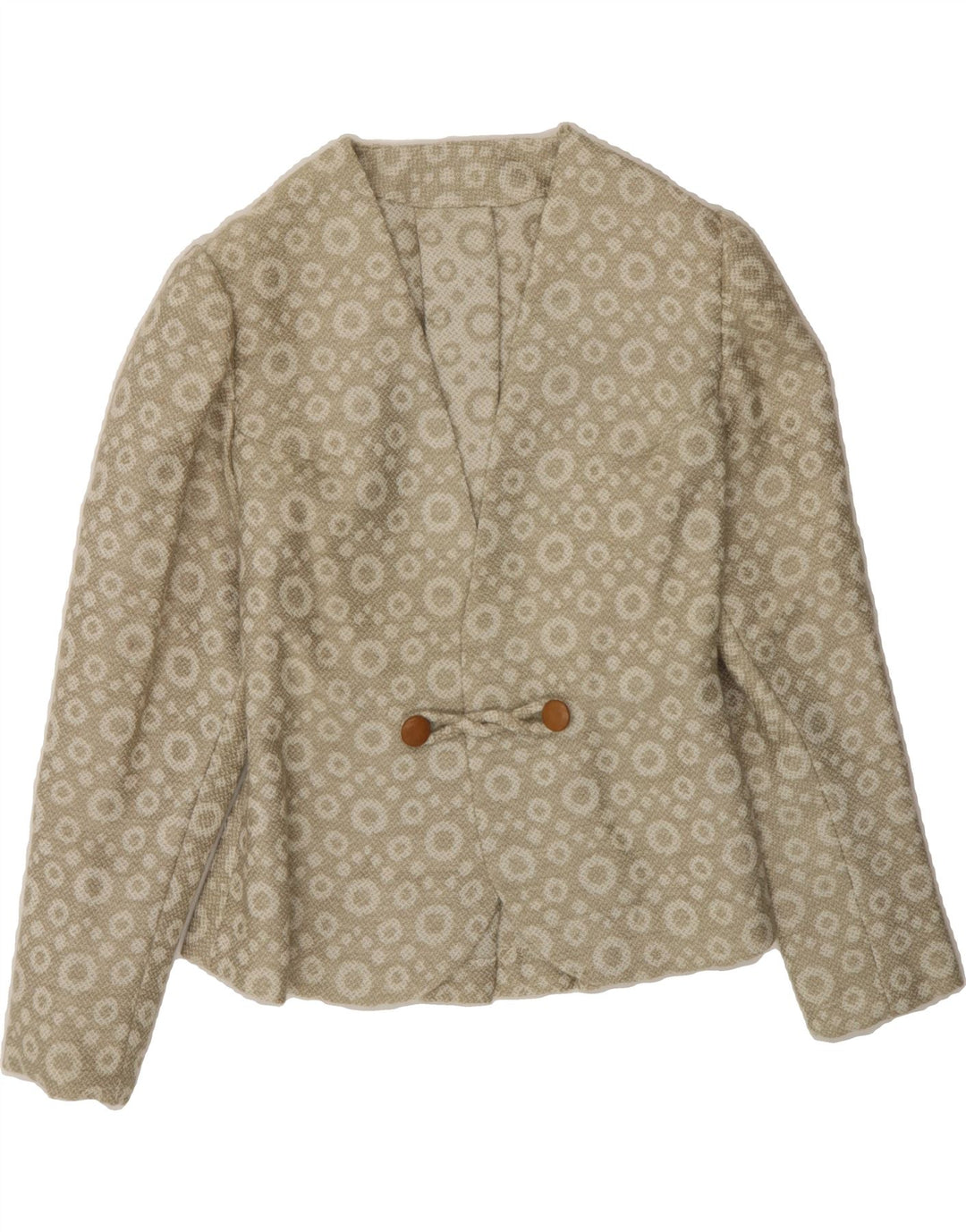 VINTAGE Womens Blazer Jacket UK 12 Medium Beige Spotted Vintage Vintage and Second-Hand Vintage from Messina Hembry 
