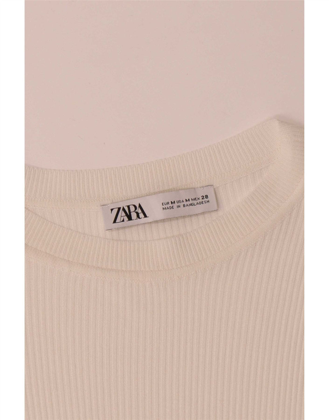 Zara Damen Top Langarm UK 12 Mittelweiß