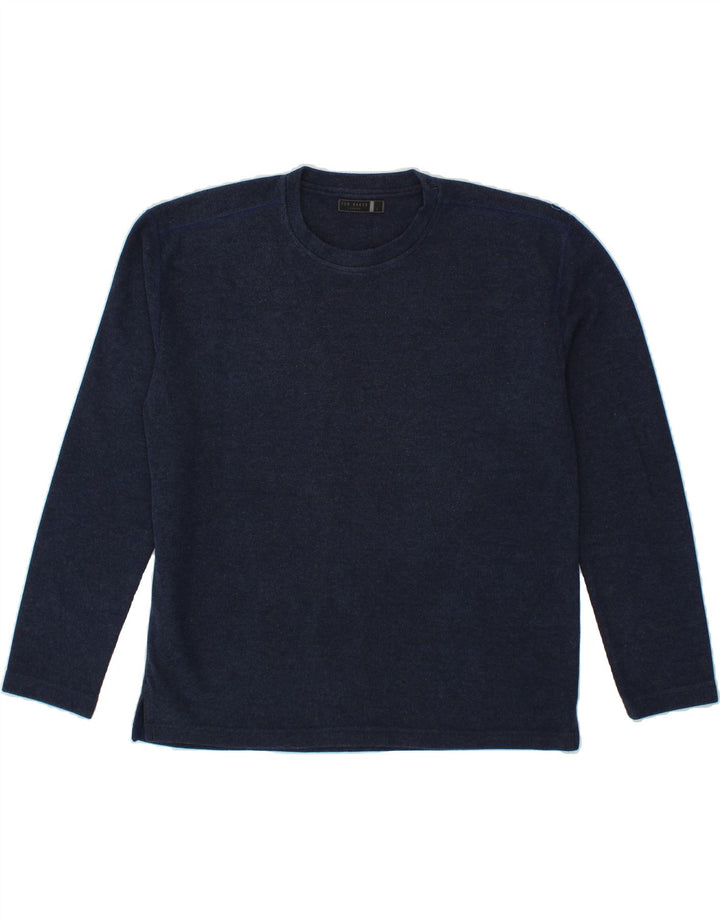 TED BAKER Womens Top Long Sleeve Size 4 Large Navy Blue Polyester Vintage Ted Baker and Second-Hand Ted Baker from Messina Hembry 