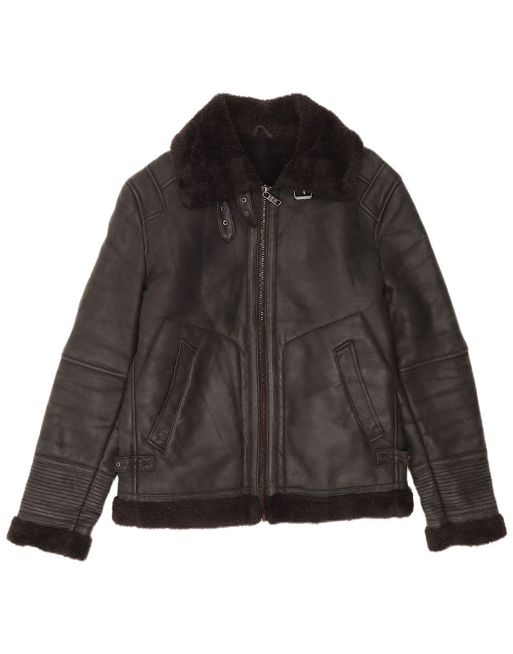 Zara Herren Shearling Jacke UK 38 Medium Schwarz