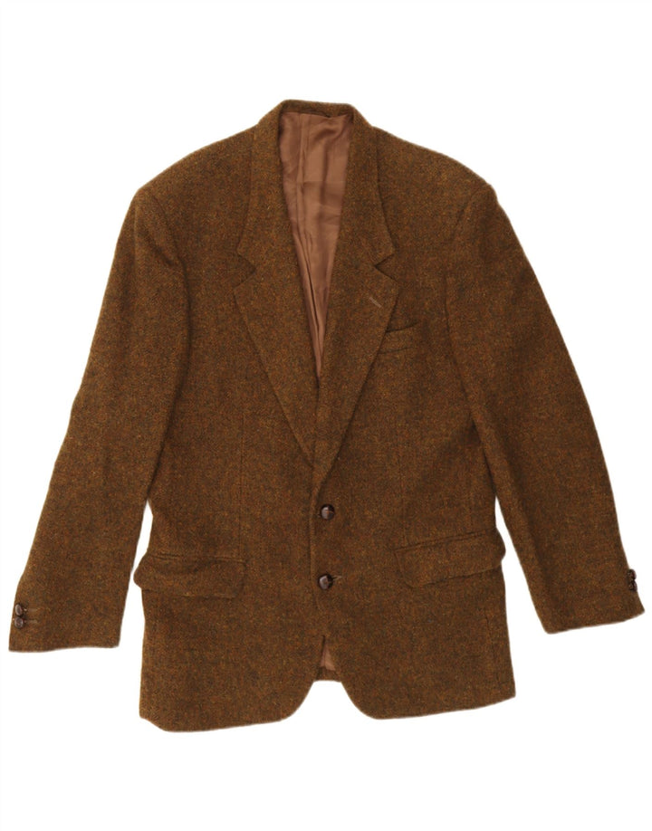 Vintage Herren-Blazer mit 2 Knöpfen, IT 48, mittelbraun gefleckte Schurwolle