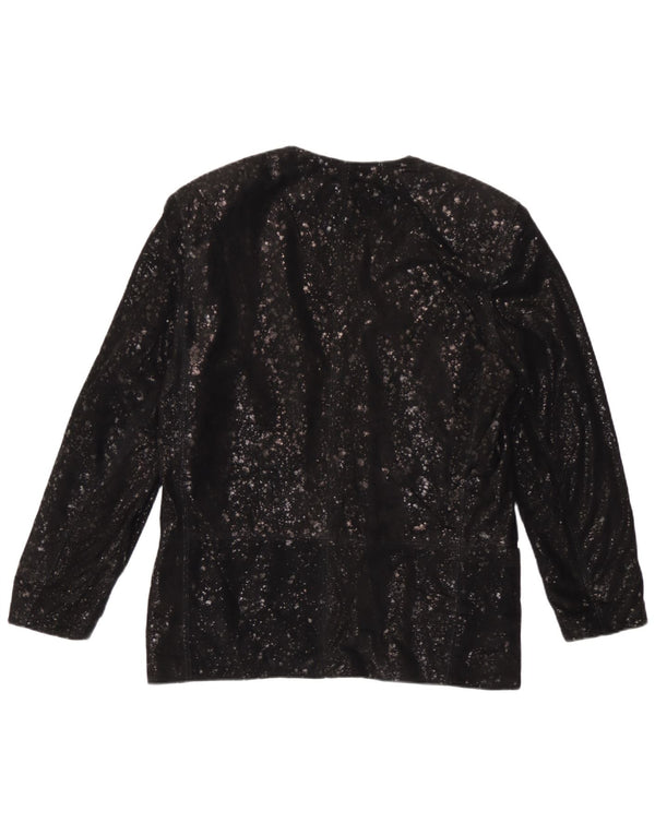 Carla Buti Damen-Blazerjacke aus Wildleder mit 1 Knopf IT 42 Mittelschwarz gepunktet